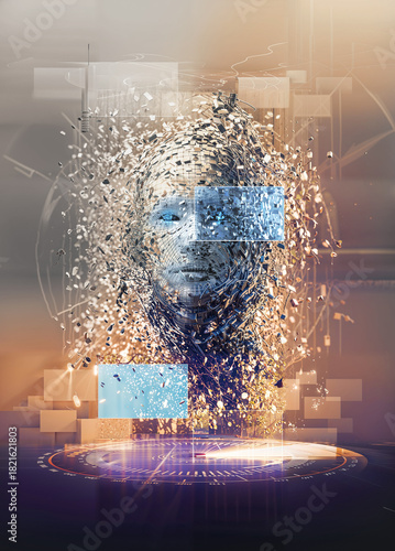 Robot face hologram