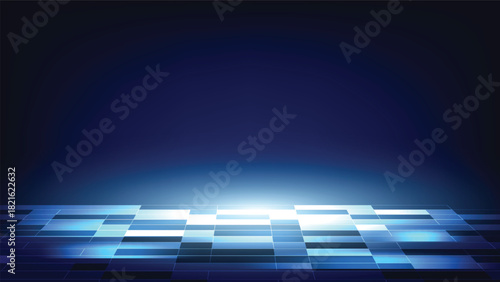 futuristic blue background with geometric pattern with glowing light