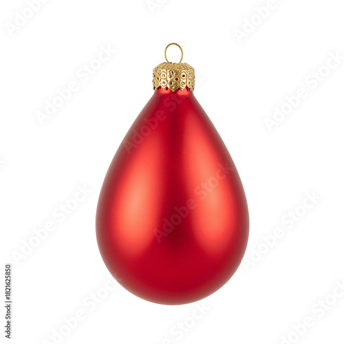 Bright Red Christmas Ornament Hangs Gracefully Against a White Background