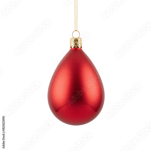 Bright Red Christmas Ornament Hangs Gracefully Against a White Background