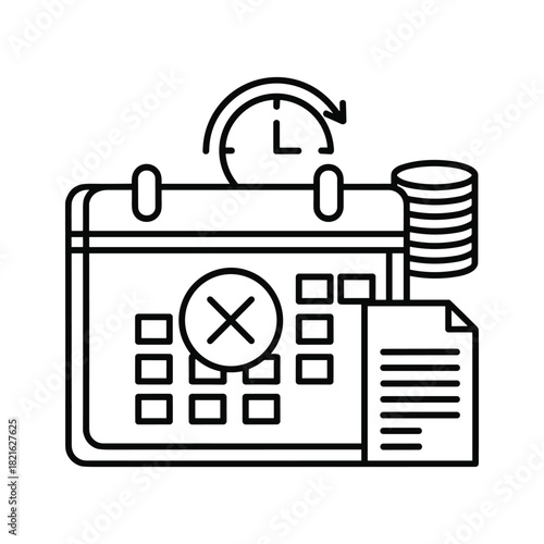 Line icon representing deadline, overdue payment, or schedule cancellation