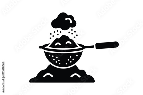 Flour of sieve silhouette icon vector art illustration