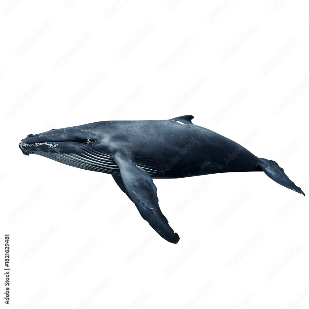 Naklejka premium Humpback Whale Swimming Gracefully in Clear Ocean Waters During Daylight Hours