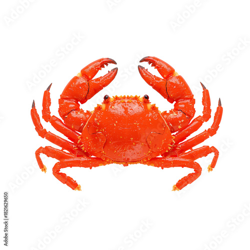 Vibrant Red Crab With Prominent Claws Against a Plain Background