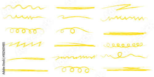 Сrayon or chalk red brush underline stroke set. Big collection of charcoal texture red pencil highlight stroke for accent, emphasis effect. Vector illustration