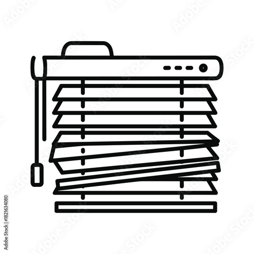 Line icon of window blind with adjustable horizontal slat