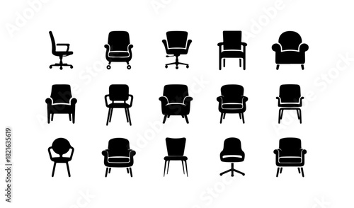 Seating Furniture Black Shapes Set