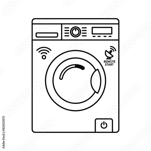 Outline icon of a smart washing machine with remote start capability