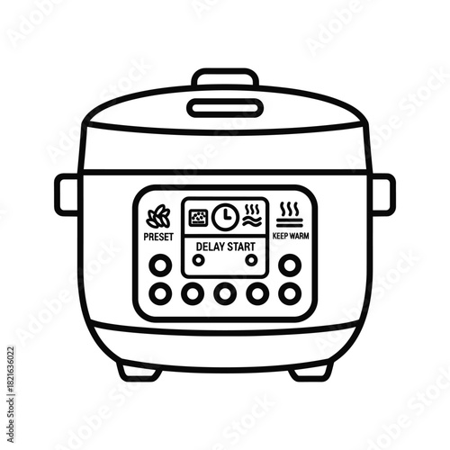 Outline icon of a modern electric pressure cooker with control panel