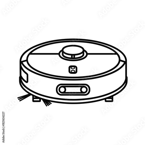 Outline icon of a robotic vacuum cleaner with side brushes
