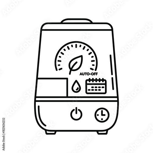 Line icon of a modern home air humidifier with autooff feature