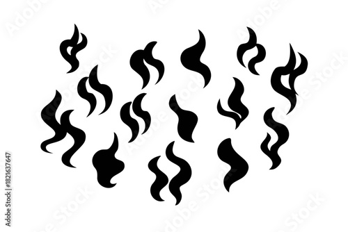Abstract black smoke wisps on white background vector
