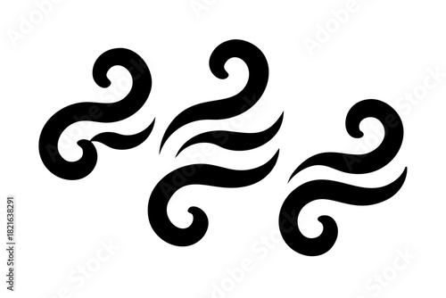 Abstract Swirling Black Smoke and Steam on White vector