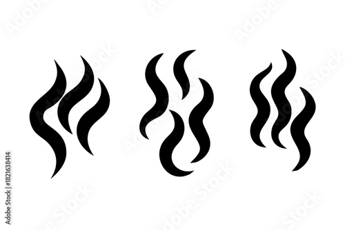 Abstract Swirling Smoke Wisps on White Background steam