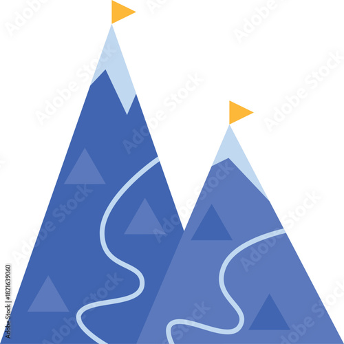 Two mountains with a ski slope in between them