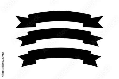 Black Ribbon Banner With Transparent Background graphic 1