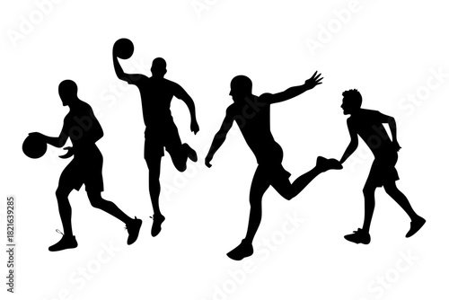 Black silhouette of a male athlete playing basketball