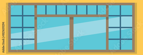 A window with a yellow wall behind it