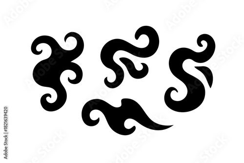 Black smoke swirls with transparent background abstract