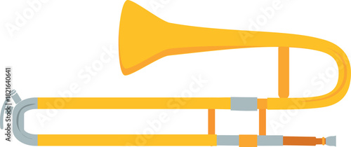 A yellow trumpet with a gold strap