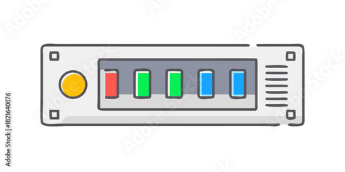 Cartoon rackmount server with colorful indicator lights