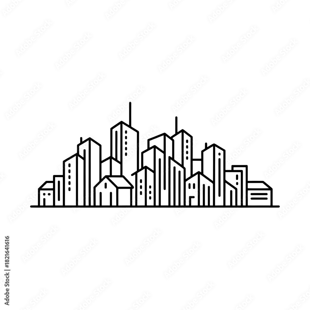 Fototapeta premium black and white outline of buildings