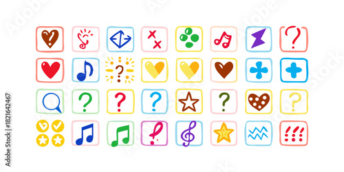 Collection of Hand Drawn Icons on White Background