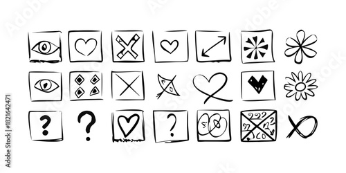 Collection of Hand Drawn Question Marks and Boxes square