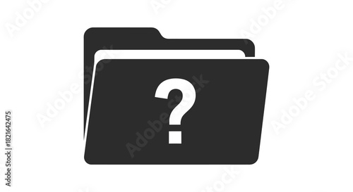 A dark folder icon with a white question mark simple silhouette