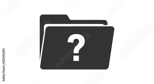Black folder icon with a question mark a simple graphic silhouette