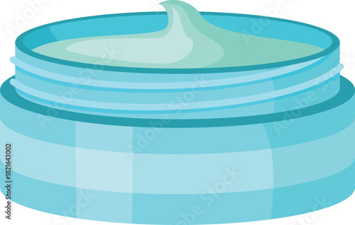 A blue container of lotion with a white background