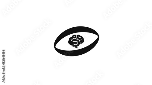Stylized brain icon inside an oval shape, representing intelligence, strategy, and mental game in sports like rugby