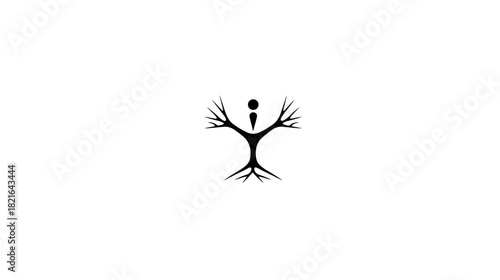 Stylized tree-human figure icon representing nature, growth, spirituality, and life balance. Abstract minimalist graphic.
