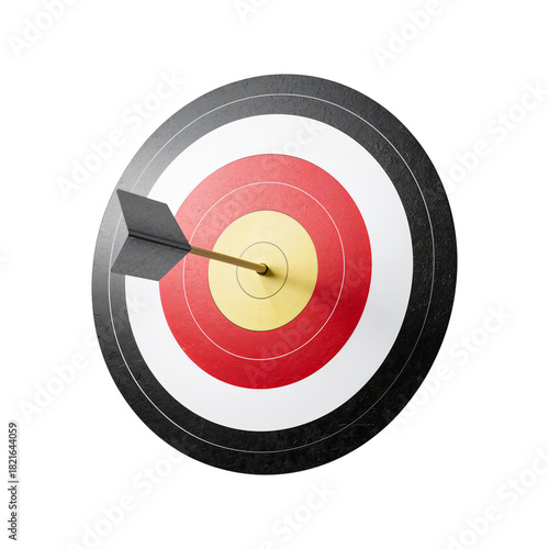 Perfectly Centered Arrow Hitting the Target in Bright Colors at an Outdoor Ar...