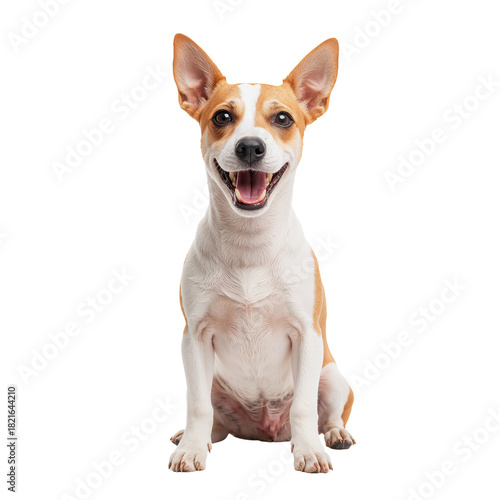 Happy Dog Sitting and Smiling in a Bright, Clean Space
