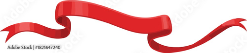 Elegant Red Ribbon: An elegant, flowing red ribbon gracefully undulates, its lustrous texture hinting at a celebration, an award, or an announcement. Its vibrant hue commands attention.