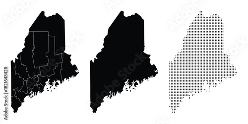 Maine State Map in Silhouette and Vector Format