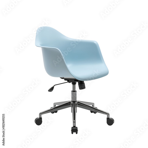Modern Ergonomic Office Chair in Light Blue Design With Chrome Accents for Wo...
