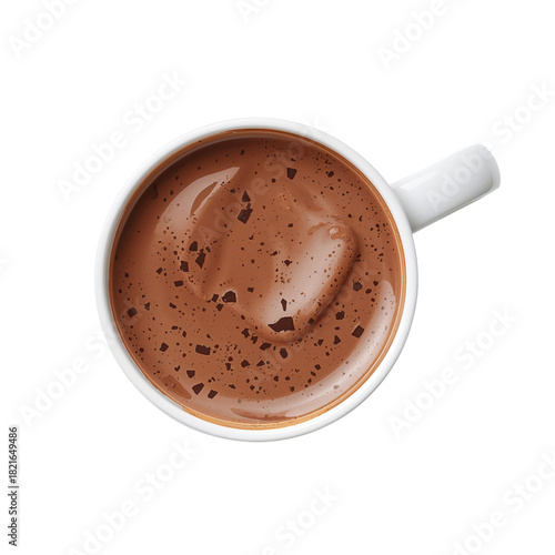 Warm and Creamy Hot Chocolate With Chocolate Flakes in a White Mug