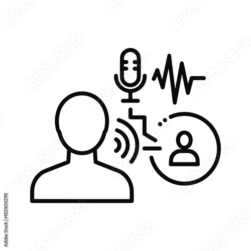 Voice recognition and speech processing icon concept