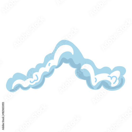 Arched fluffy snow cap in soft blue and white, forming a peaked border. Cute cartoon winter roof or frame element for Christmas scenes, headers, signage, web graphics, and kids games.