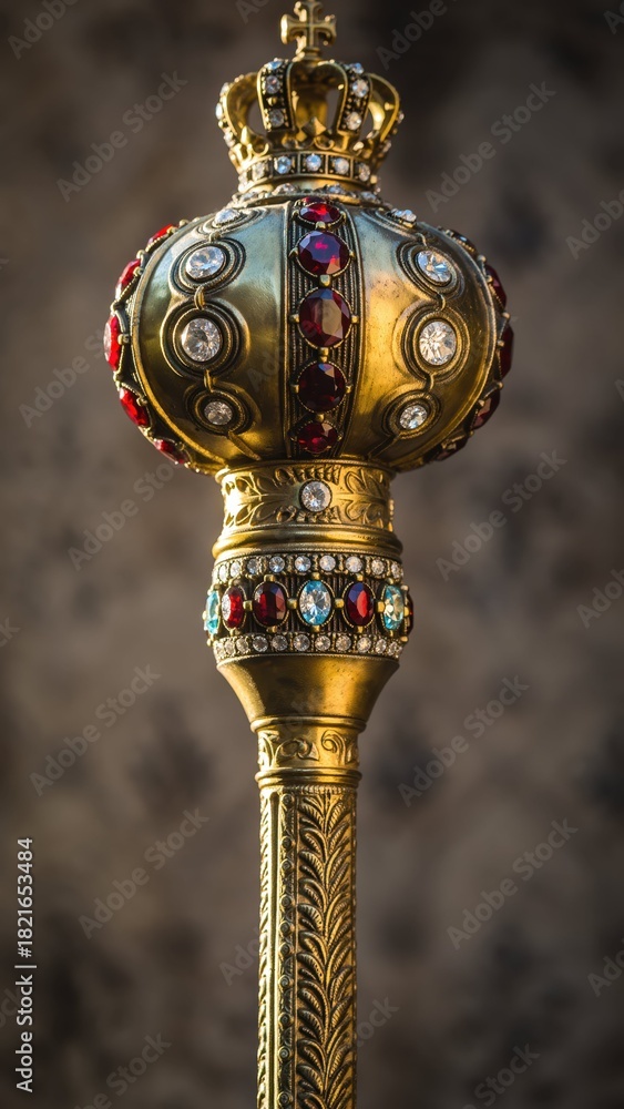 Fototapeta premium Ornate Royal Scepter with Gemstones and Intricate Detailing