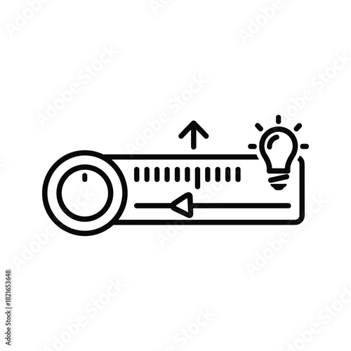 Line icon of a light dimmer switch with rotary knob and slider control