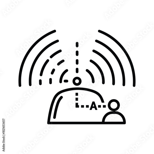 Icon showing sound wave transmission between two people isolated on