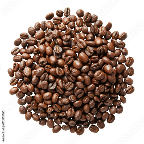 Freshly Roasted Coffee Beans Scattered on a White Background for Brewing Enjo...