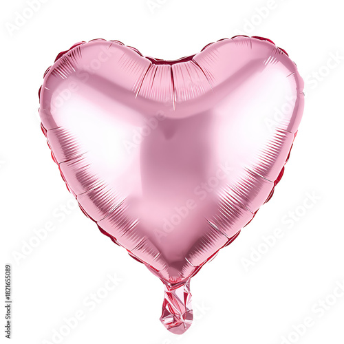 Heart-shaped Balloon in Shiny Pink Color Floating Against a Simple Background