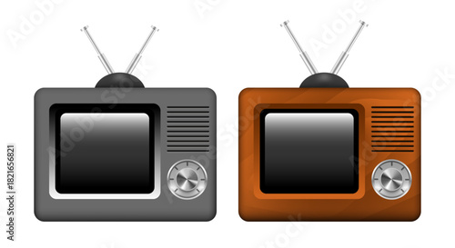 Retro TV. Vector 3D clip art isolated on a white background.