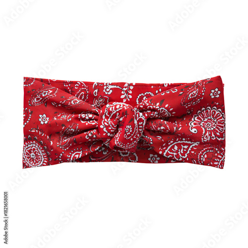 Bright Red Bandana Headband With White Floral Design for Stylish Summer Wear