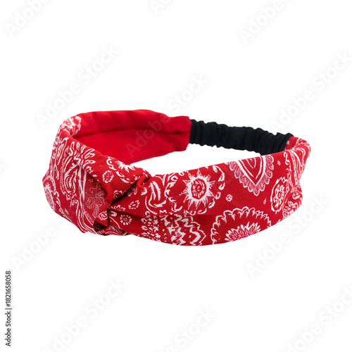Bright Red Bandana Headband With White Floral Design for Stylish Summer Wear