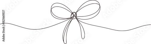 Minimalist single line drawing of a bow tie ribbon